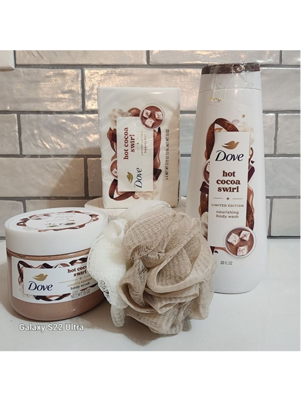 Dove Hot Cocoa Swirl Body Wash, Scrub and Bar Soap